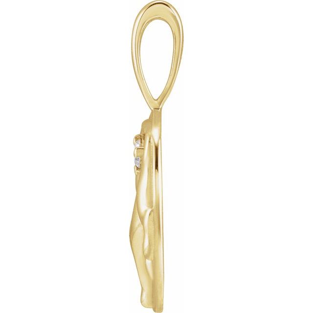 14K Yellow .015 CT Natural Diamond Chinese Zodiac Goat Pendant