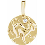 14K Yellow .015 CT Natural Diamond Chinese Zodiac Monkey Pendant