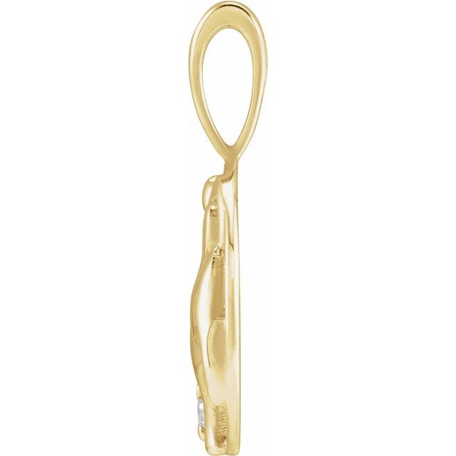 14K Yellow .015 CT Natural Diamond Chinese Zodiac Dog Pendant