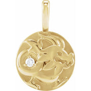 14K Yellow .015 CT Natural Diamond Chinese Zodiac Dragon Pendant