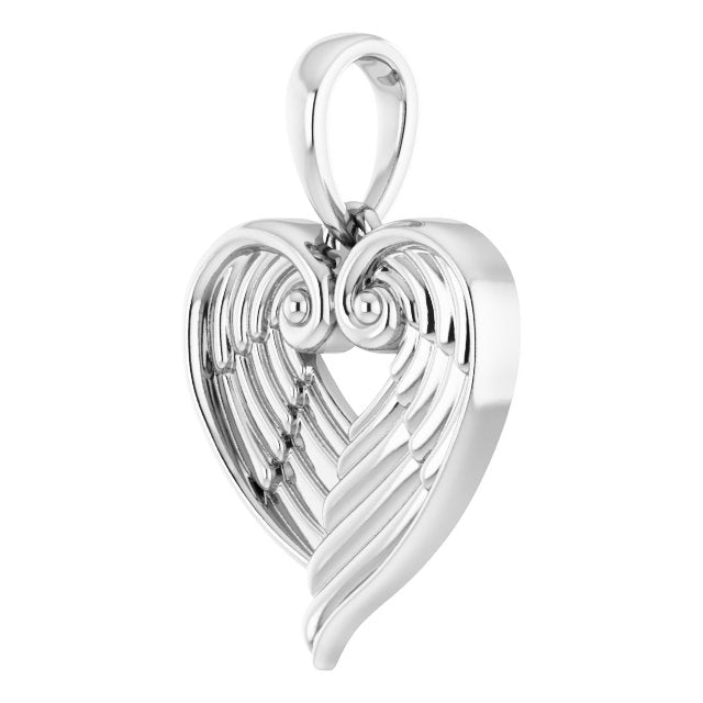 Sterling Silver Angel Wing Heart Pendant