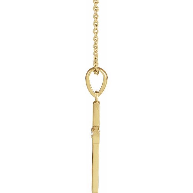 14K Yellow .015 CT Natural Diamond Engravable Cross 16-18' Necklace