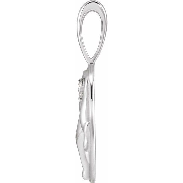 14K White .015 CT Natural Diamond Chinese Zodiac Goat Pendant