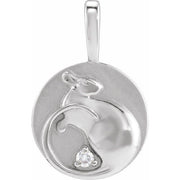 14K White .015 CT Natural Diamond Chinese Zodiac Rat Pendant