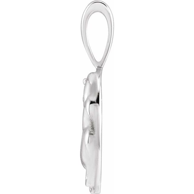 14K White .015 CT Natural Diamond Chinese Zodiac Rooster Pendant