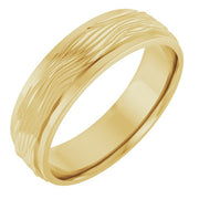 14k Yellow 6 Mm Alternative Texture Band Size 10.5