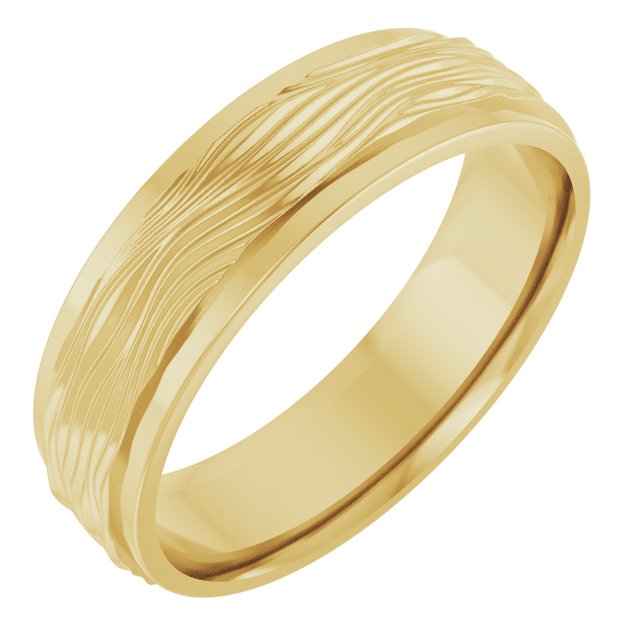 14k Yellow 6 Mm Alternative Texture Band Size 10.5