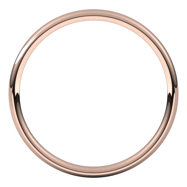 14K Rose 2 mm Comfort-Fit Lightweight European-Style Band Size 8