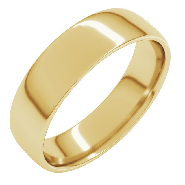 14K Yellow 6 mm Comfort-Fit Lightweight European-Style Band Size 9