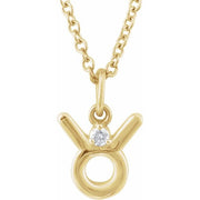 14K Yellow .015 CT Natural Diamond Taurus Zodiac 16-18' Necklace