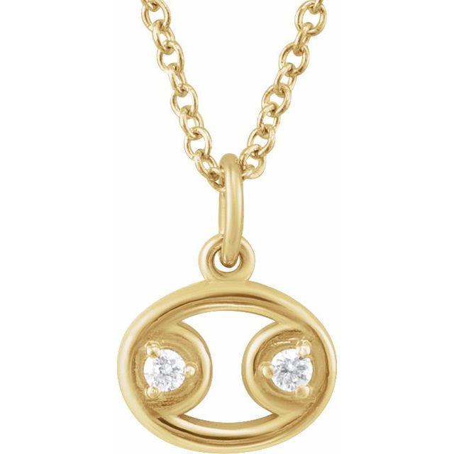 14K Yellow .03 CTW Natural Diamond Cancer Zodiac 16-18' Necklace