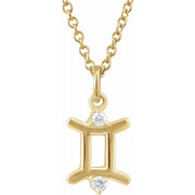 14K Yellow .03 CTW Natural Diamond Gemini Zodiac 16-18' Necklace