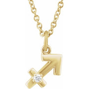 14K Yellow .015 CT Natural Diamond Sagittarius Zodiac 16-18' Necklace