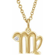 14K Yellow .015 CT Natural Diamond Virgo Zodiac 16-18' Necklace