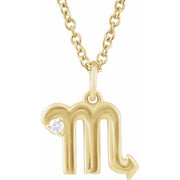 14K Yellow .015 CT Natural Diamond Scorpio Zodiac 16-18' Necklace