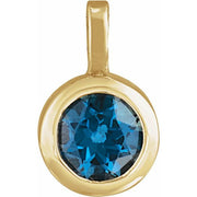 14K Yellow Natural London Blue Topaz Pendant