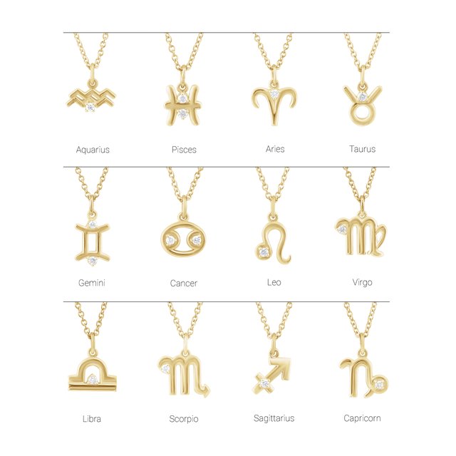 14K Yellow .015 CT Natural Diamond Taurus Zodiac 16-18' Necklace