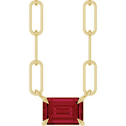 14K Yellow 6x4 mm Lab-Grown Ruby Solitaire 18' Necklace