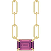 14K Yellow 6x4 mm Natural Pink Tourmaline Solitaire 18' Necklace