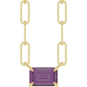 14K Yellow 6x4 mm Lab-Grown Alexandrite Solitaire 18' Necklace