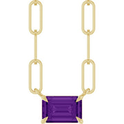 14K Yellow 6x4 mm Natural Amethyst Solitaire 18' Necklace