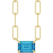 14K Yellow 6x4 mm Natural Blue Zircon Solitaire 18' Necklace