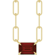 14K Yellow 6x4 mm Natural Mozambique Garnet Solitaire 18' Necklace