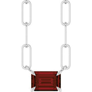 Sterling Silver 6x4 mm Natural Mozambique Garnet Solitaire 18' Necklace
