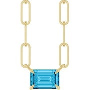 14K Yellow 6x4 mm Natural Aquamarine Solitaire 18' Necklace
