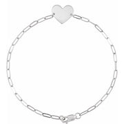 14K White Engravable Heart 7' Bracelet