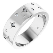 14k White 1/8 Ctw Natural Diamond Star Band Size 6