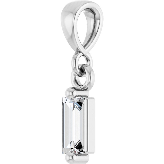14K White 1/8 CTW Natural Diamond Solitaire Pendant