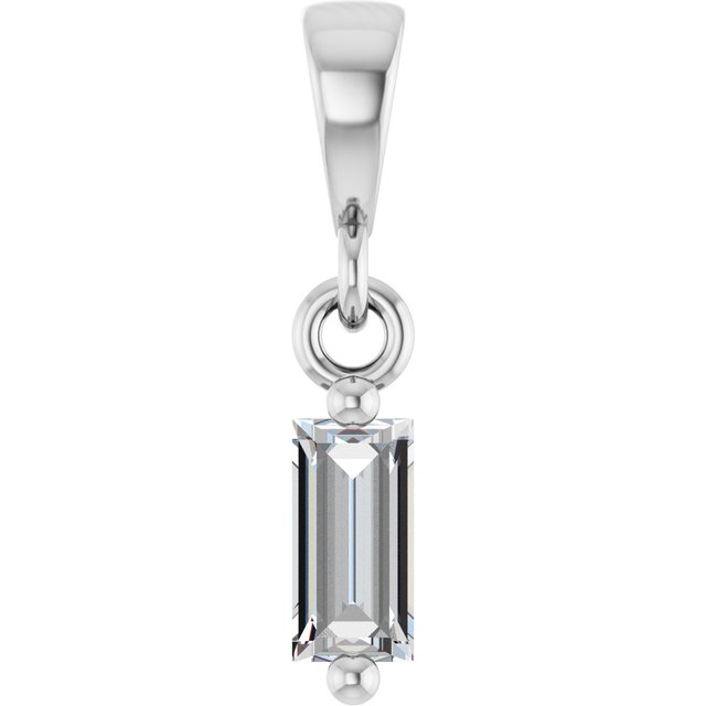14K White 1/8 CTW Natural Diamond Solitaire Pendant