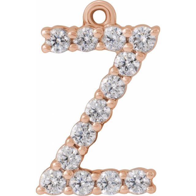 14k Rose 1/5 Ctw Lab-grown Diamond Initial Z Dangle
