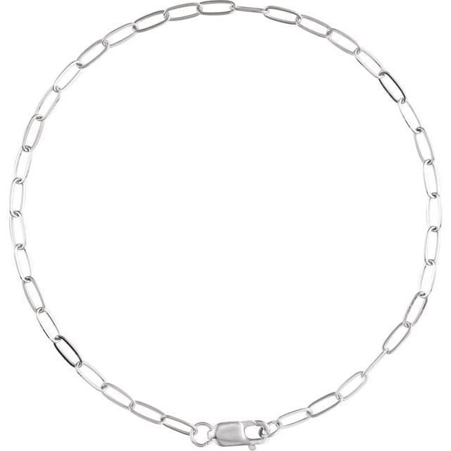 14K White 2.1 mm Paperclip-Style 7' Chain