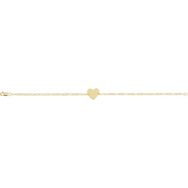 14K Yellow Engravable Heart 7' Bracelet