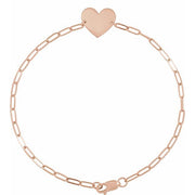 14K Rose Engravable Heart 7' Bracelet
