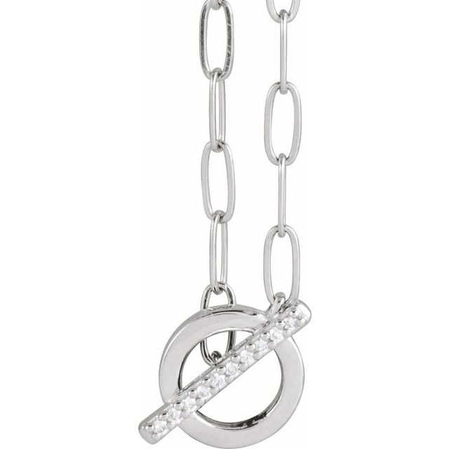 14K White .04 CTW Natural Diamond Toggle 16' Necklace