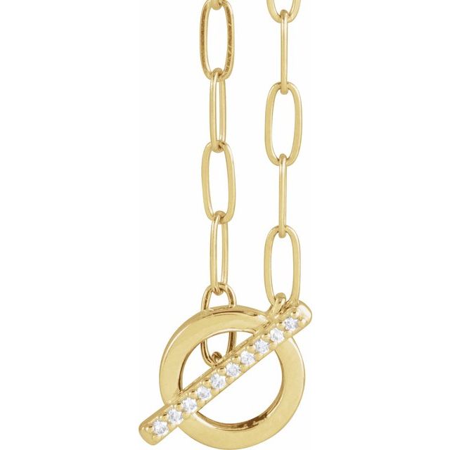 14K Yellow .04 CTW Natural Diamond Toggle 16' Necklace