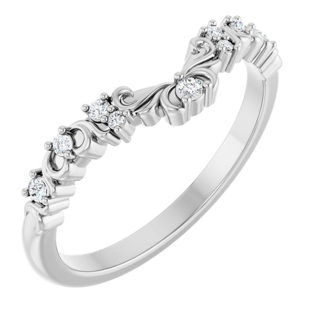 14K White .07 CTW Natural Diamond Contour Band