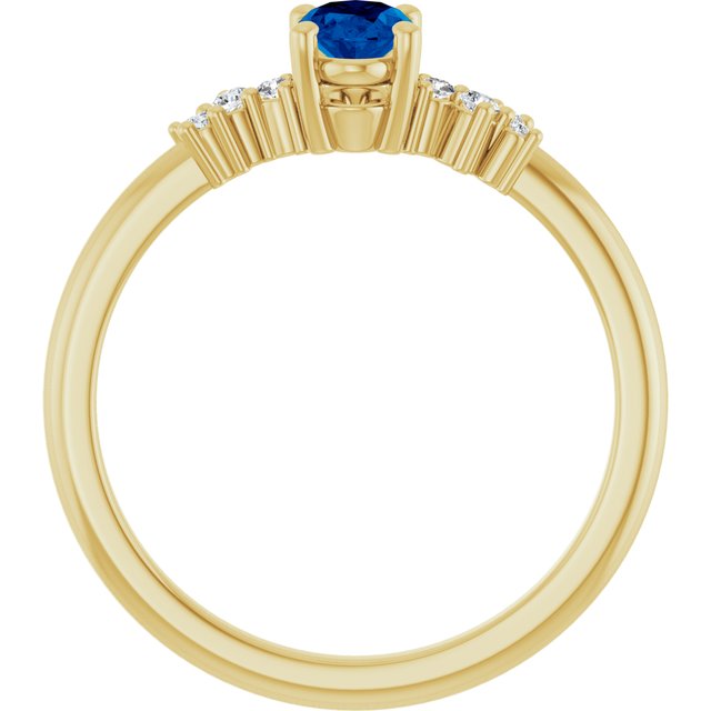 14K Yellow Lab-Grown Blue Sapphire & .06 CTW Lab-Grown Diamond Ring