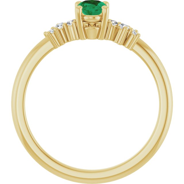 14K Yellow Lab-Grown Emerald & .06 CTW Lab-Grown Diamond Ring