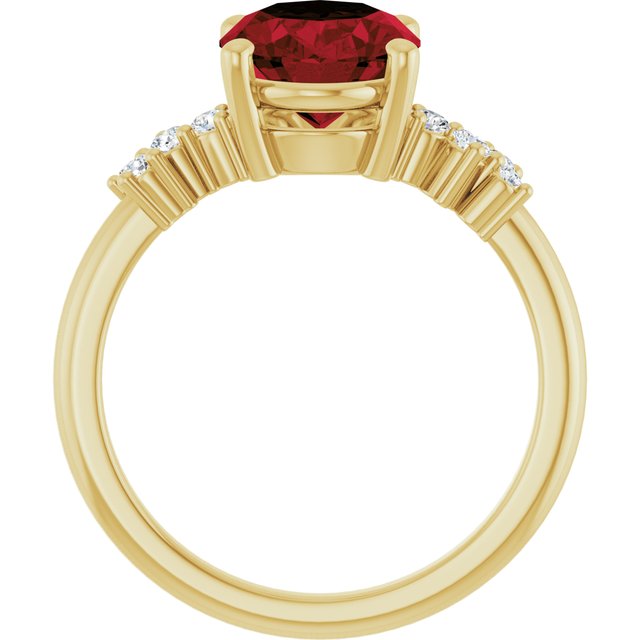 14K Yellow Natural Mozambique Garnet & .06 CTW Lab-Grown Diamond Ring