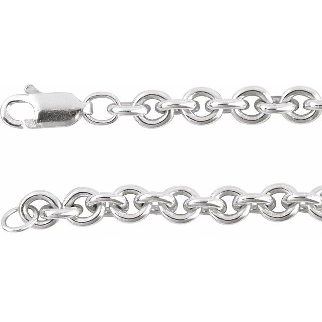 Sterling Silver 4.4 mm Cable 20' Chain