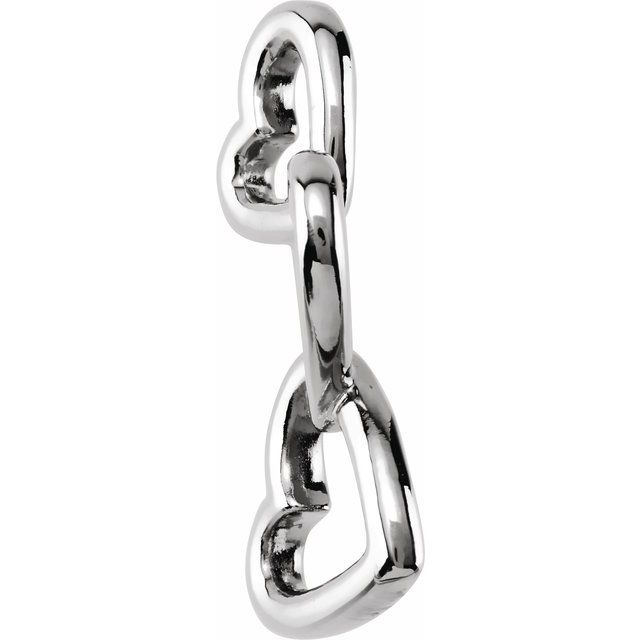 14K White Interlocking Hearts Pendant