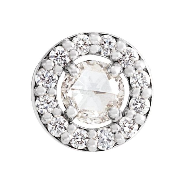14K White 1/8 CTW Rose-Cut Natural Diamond Halo-Style Pendant