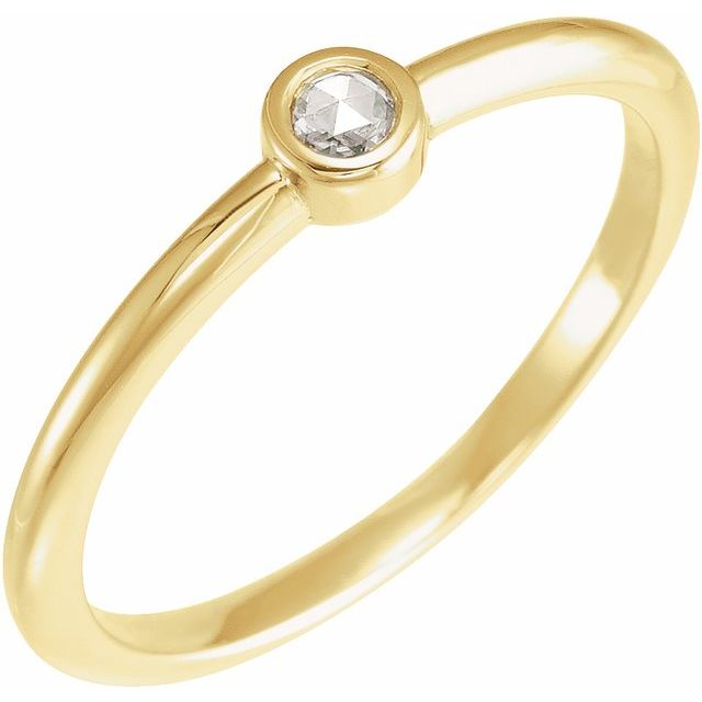 14K Yellow 1/10 CT Rose-Cut Natural Diamond Stackable Ring