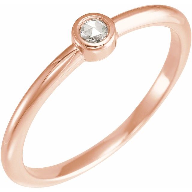 14K Rose 1/10 CT Rose-Cut Natural Diamond Stackable Ring