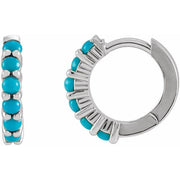 Sterling Silver Natural Turquoise 12.2 mm Huggie Hoop Earring