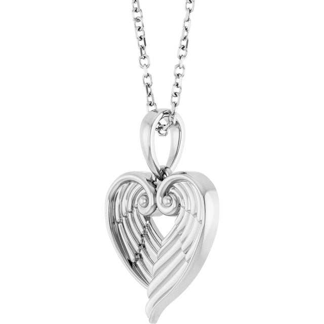 Sterling Silver Angel Wing Heart 16-18' Necklace